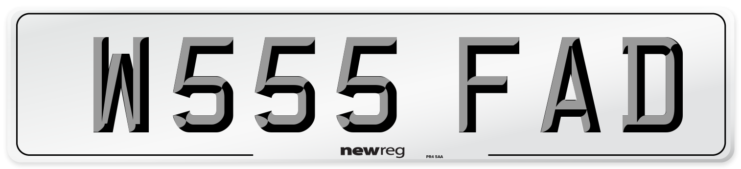 W555 FAD Number Plate from New Reg